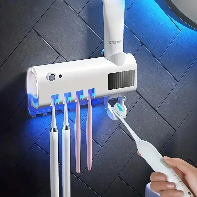 Portacepillos UV Esterilizador 2 en 1 – Higiene Total y Orden en tu Baño