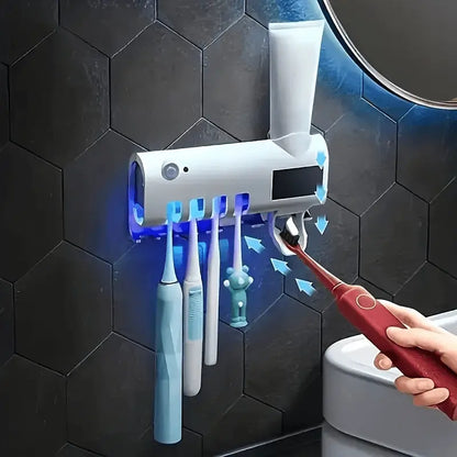 Portacepillos UV Esterilizador 2 en 1 – Higiene Total y Orden en tu Baño